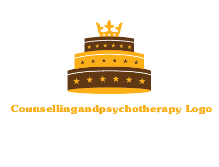 triple layer cake logo with crown