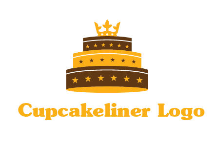 triple layer cake logo with crown