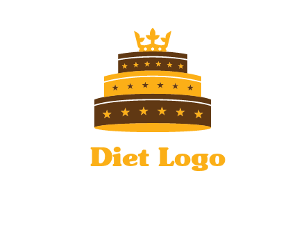triple layer cake logo with crown