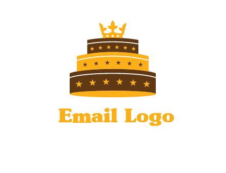 triple layer cake logo with crown
