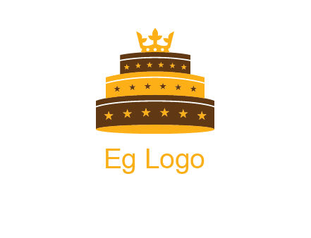 triple layer cake logo with crown