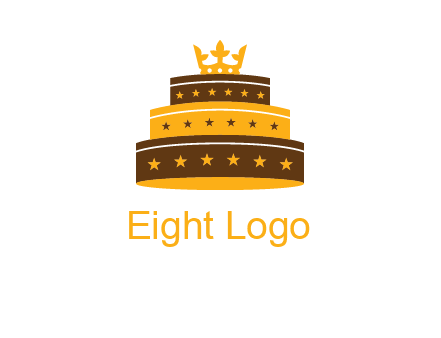 triple layer cake logo with crown