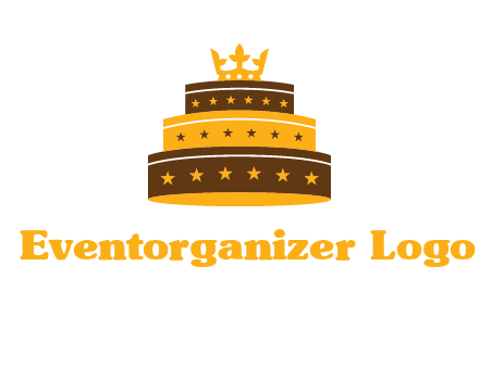 triple layer cake logo with crown