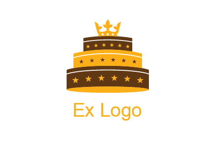 triple layer cake logo with crown