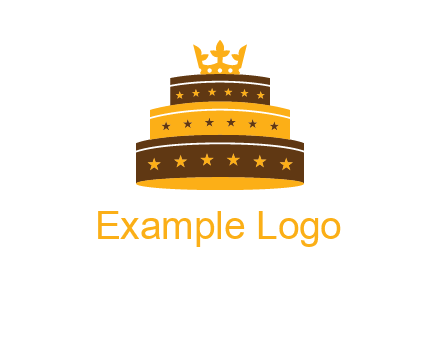 triple layer cake logo with crown