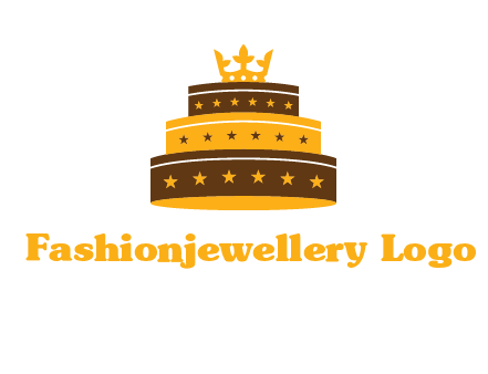 triple layer cake logo with crown
