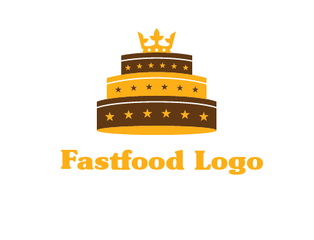 triple layer cake logo with crown