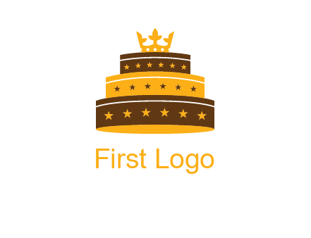 triple layer cake logo with crown