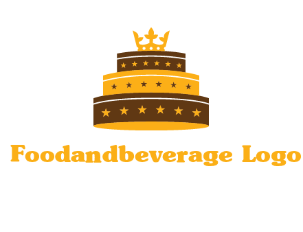 triple layer cake logo with crown