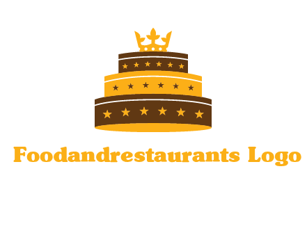 triple layer cake logo with crown