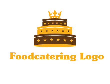 triple layer cake logo with crown