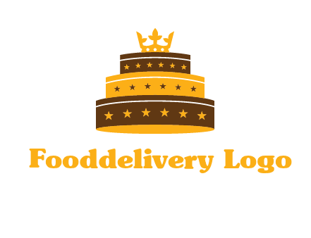 triple layer cake logo with crown