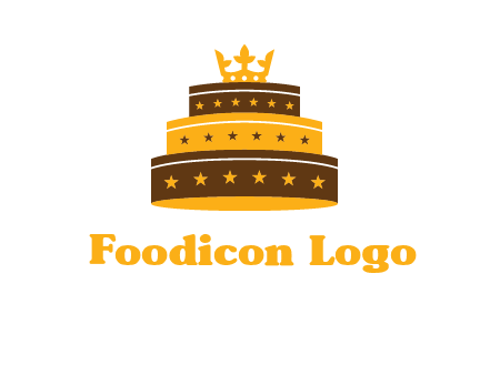 triple layer cake logo with crown