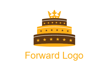 triple layer cake logo with crown