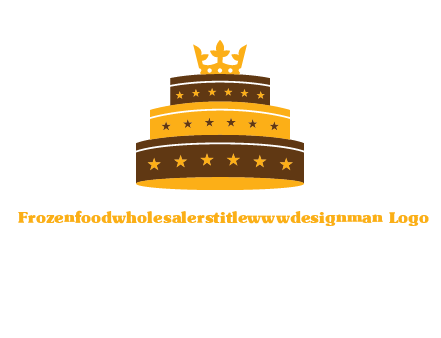 triple layer cake logo with crown