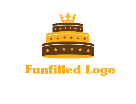 triple layer cake logo with crown