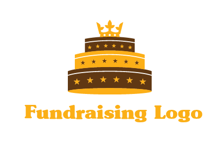 triple layer cake logo with crown