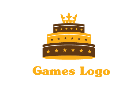 triple layer cake logo with crown