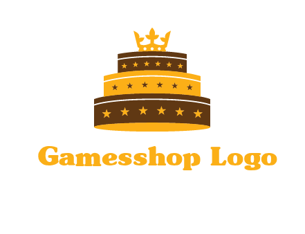 triple layer cake logo with crown
