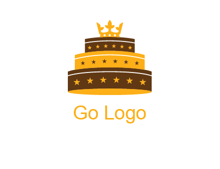 triple layer cake logo with crown