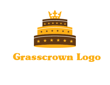 triple layer cake logo with crown