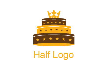 triple layer cake logo with crown