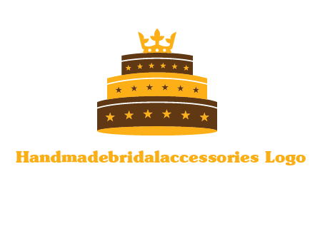 triple layer cake logo with crown