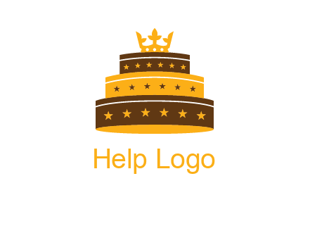 triple layer cake logo with crown