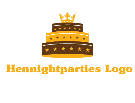 triple layer cake logo with crown