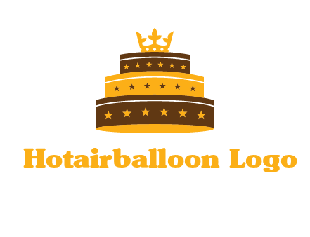 triple layer cake logo with crown