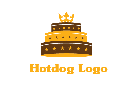 triple layer cake logo with crown