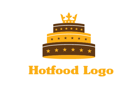 triple layer cake logo with crown