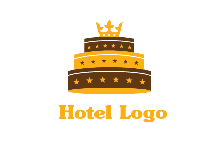 triple layer cake logo with crown