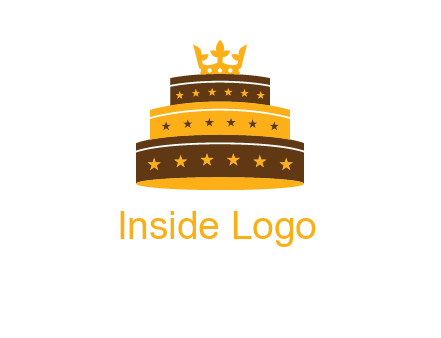 triple layer cake logo with crown