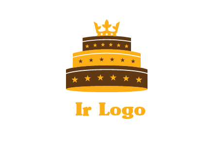 triple layer cake logo with crown