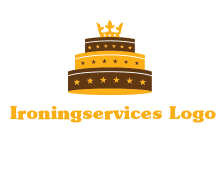 triple layer cake logo with crown