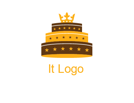 triple layer cake logo with crown