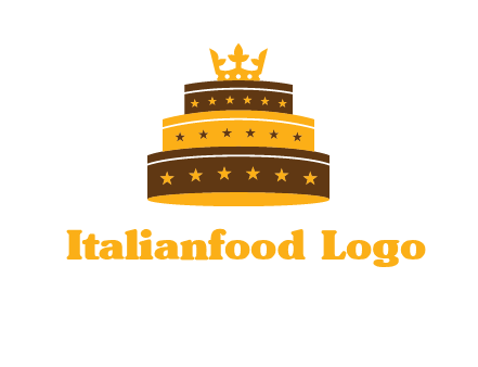 triple layer cake logo with crown