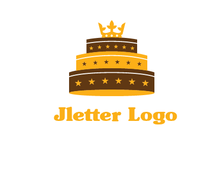 triple layer cake logo with crown