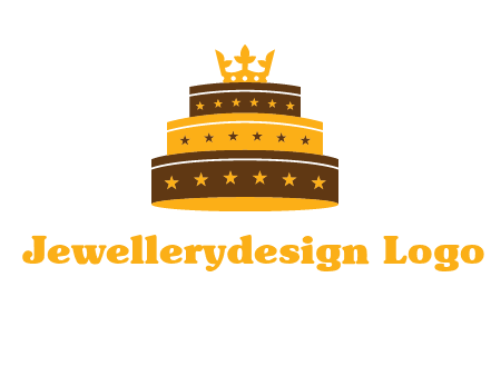 triple layer cake logo with crown