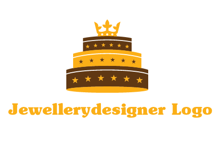 triple layer cake logo with crown