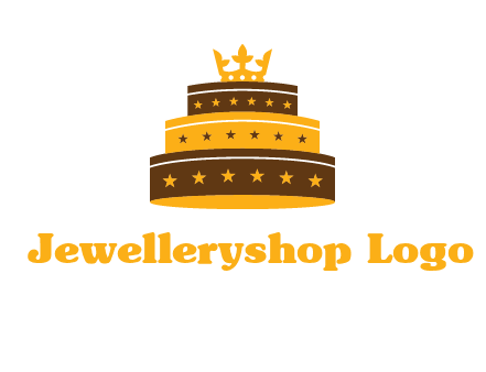 triple layer cake logo with crown