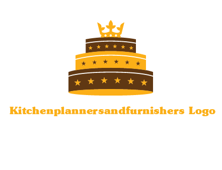 triple layer cake logo with crown