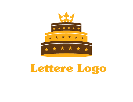 triple layer cake logo with crown
