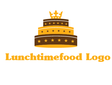 triple layer cake logo with crown