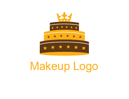 triple layer cake logo with crown