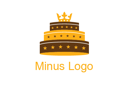 triple layer cake logo with crown