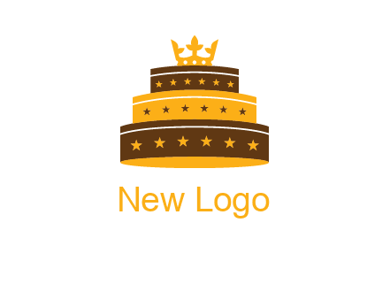 triple layer cake logo with crown