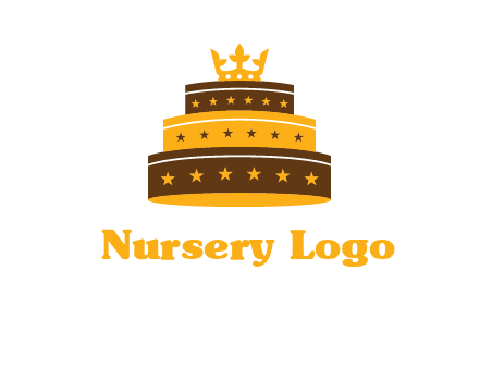 triple layer cake logo with crown