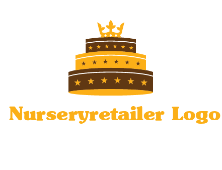 triple layer cake logo with crown